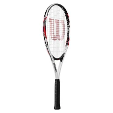 Ракетка б/т Wilson Fusion XL Gr2, WR199110U2, для любит, алюминий, со струнами, черно-бело-красный