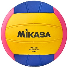 Мяч для водного поло MIKASA WP445D р.4, жен, резина, вес 400-450гр, дл.окр-65-67см, желто-сине-розов