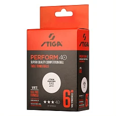 Мяч для наст. тенниса Stiga Perform 3***, 40+, 1113-2110-06, пластик, ITTF Appr., уп.6 шт, бел
