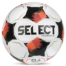 Мяч футб. SELECT Numero 10 V26, 0574071002, р.4, FIFA Basic, 32п, ПУ, гибр.сш, бело-черно-оранжевый