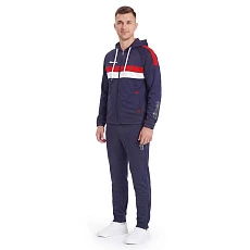 Костюм спорт. муж. с капюш. MIKASA MT550/701-083-L, р. L, 100% полиэстер, темносине-белый