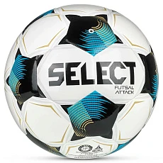 Мяч футзал. SELECT Futsal Attack V26, 1073471009, р.4, 32п, ПУ, руч.сш, бело-сине-черный