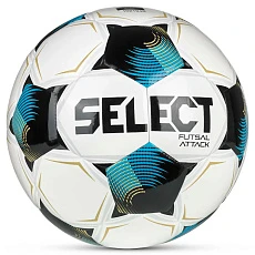 Мяч футзал. SELECT Futsal Attack V26, 1073471009, р.4, 32п, ПУ, руч.сш, бело-сине-черный