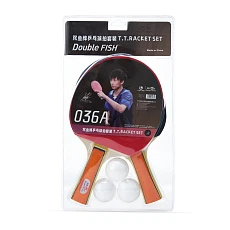 Набор для н/т DOUBLE FISH, 036A, для любителей, 2 ракетки и 3 мяча, наклад.1,5 мм, конич. ручка