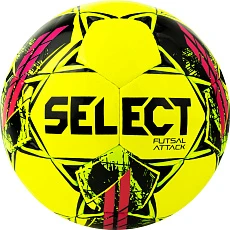 Мяч футзал. SELECT Futsal Attack V22, 1073460559, р.4, 32п, ПУ, руч.сш, желто-зелено-розовый