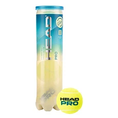 СЦ* Мяч теннисный HEAD Pro 4B, 571604, уп.4 шт, НЕГЕРМ. УПАК, одобр.ITF,сукно,нат.резина,желтый