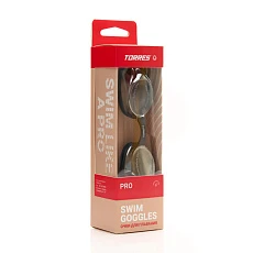 Очки для плав.TORRES Pro, SW-32519MR, зерк.линзы.,чёрная оправа,дв.рег.ремешок