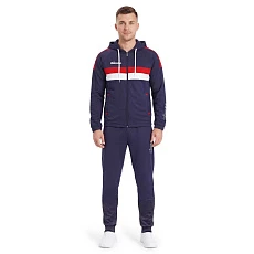 Костюм спорт. муж. с капюш. MIKASA MT550/701-083-L, р. L, 100% полиэстер, темносине-белый