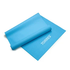 Коврик для йоги TORRES Basis 3, YL10023, PVC 3 мм, нескользящее покрытие, голубой