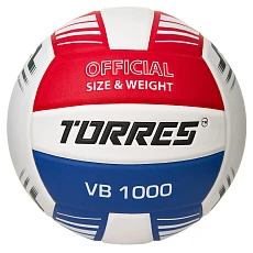 Мяч вол. TORRES VB 1000, V32415, р.5, синт.кожа (микрофибра), клееный, бут.кам, бел-син-красный