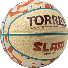 Мяч баск. TORRES Slam, B023145, р.5, резина, нейлон. корд, бут. кам, бежево-коричневый
