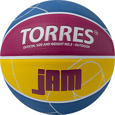 СЦ*Мяч баск. TORRES Jam, B023123, р.3, резина, нейлон. корд, бут. кам., син-желто-малиновый