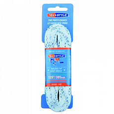 Шнурки для коньков Texstyle Double Blue Line Waxed, 1510MT-WH-305, полиэстер, 305см, белый