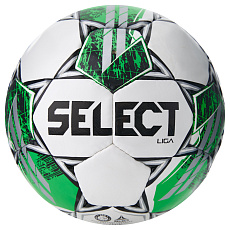 Мяч футб. SELECT Liga V25, 3855160585, р.5, FIFA Basic, 32п, ПУ, руч. сш, бело-зеленый
