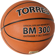 Мяч баск. TORRES BM300, B02013, р.3, резина, нейлон. корд, бут. камера, коричневый