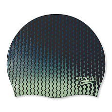 Шапочка для плав. SPEEDO Slogan Print Cap, 8-0838517619, ЧЕРНО-ЗЕЛЕНЫЙ, силикон