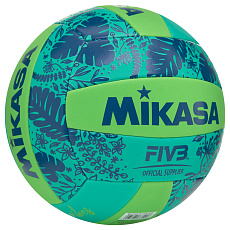 Мяч вол. пляжн. MIKASA BV354TV-GV-GG, синт.кожа (ТПЕ),маш.сш.,18 пан, бут.кам, салатово-синий