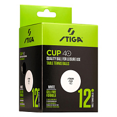 Мяч для наст. тенниса Stiga Cup ABS, 1110-2510-12, диам.40+мм, пластик, упак. 12 шт, белый
