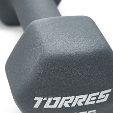Гантель TORRES 1 кг, PL522501, металл в неопреновой оболочке, форма шестигранник, серый