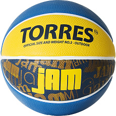 СЦ*Мяч баск. TORRES Jam, B02043, р.3, резина, нейлон. корд, бут. кам., син-желт-голубой