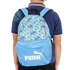 Рюкзак детский PUMA Phase Small Backpack, 07987905, полиэстер, принт, голубой