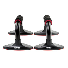 Упоры для отжимания TORRES Push-Up Bars металл, PL5015, эрг. форма, съем. основания, черн-крас