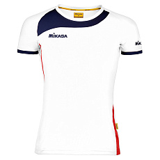 Футболка игровая жен. MIKASA MT289-076-S, р.S, 90% полиэстер, 10% эластан, бело-сине-красный