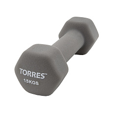 Гантель TORRES 1,5 кг, PL550115, металл в неопреновой оболочке, форма шестигранник, серый