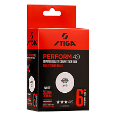 Мяч для наст. тенниса Stiga Perform 3***, 40+, 1113-2110-06, пластик, ITTF Appr., уп.6 шт, бел