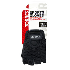 Перчатки для занятий спортом TORRES, PL6045XL, р.XL, хлопок, нат. замша, подбивка 6 мм,черн