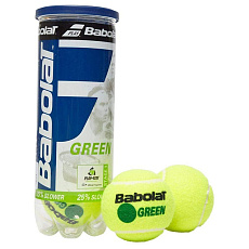 Мяч теннисный детский BABOLAT Green, 501066, уп.3 шт, войлок, шерсть, нат.резина, желто-зеленый
