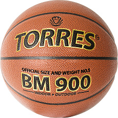 Мяч баск. TORRES BM900, B32035, р.5, ПУ-композит, нейлон корд, бутил. камера, коричневый