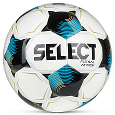 Мяч футзал. SELECT Futsal Attack V26, 1073471009, р.4, 32п, ПУ, руч.сш, бело-сине-черный