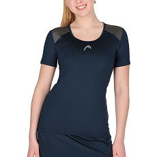 Футболка женская HEAD Club 22 T-Shirt W 814431-DB-L, р.L, 92% полиэстер, 8% эластан, темно-синий