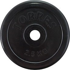 Диск обрезин. TORRES 2,5 кг, PL50692, d.26мм, металл в резиновой оболочке, черный