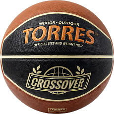Мяч баск. TORRES Crossover, B323197, р.7,ПУ-комп, нейлон. корд, бут.камера, тем. черно-коричн-беж