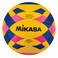 Мяч для водного поло MIKASA WP440C р.4, жен, WA Approved, резина, вес 400-450гр, желт-сине-роз