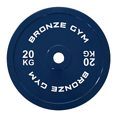 Диск олимпийский BRONZE GYM тяжелоатлетический синий 20 кг