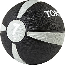 Медбол TORRES 7 кг, AL00227, резина, диаметр 23,8 см, черно-серо-белый
