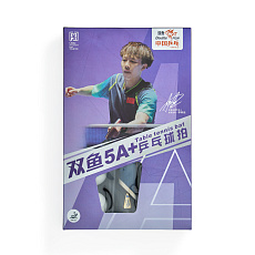 Ракетка для н/т DOUBLE FISH 5A+C, для продвин, ITTF Appr, накл. 2,1 мм, конич. ручка+ 2 мяча V40+мм