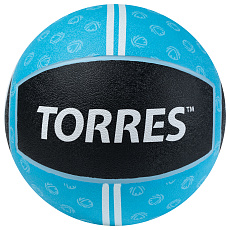 Медбол TORRES 5 кг, AL00235, резина, диаметр 25,4 см, черно-голубой