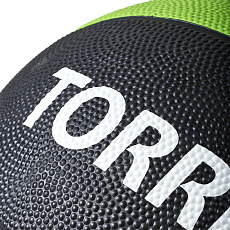 Медбол TORRES 4 кг, AL00224, резина, диаметр 21,9 см, черно-зеленый
