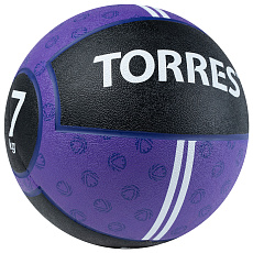 Медбол TORRES 7 кг, AL00237, резина, диаметр 25,4 см, фиолетово-черный