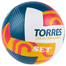 Мяч вол. TORRES Set, V32345, р.5, синт.кожа (ТПУ), клееный, бут.кам, бело-мультиколор