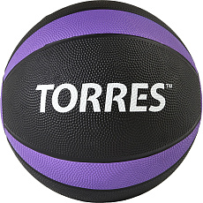 Медбол TORRES 5 кг, AL00225, резина, диаметр 23,8 см, черно-фиолетовый