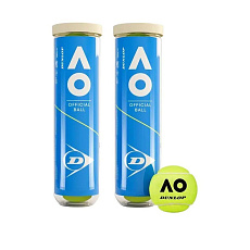 Мяч теннисный Dunlop Australian Open, 601604, уп.2 банки*4 шт, одобр.ITF,фетр,нат.резина, желтый