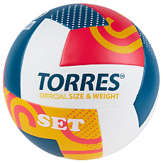 Мяч вол. TORRES Set, V32345, р.5, синт.кожа (ТПУ), клееный, бут.кам, бело-мультиколор