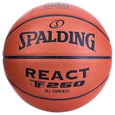 Мяч баск. SPALDING TF-250 React 76967z, р.7, FIBA Approved, композит. кожа (ПУ), коричнево-черный