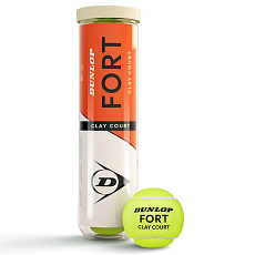 Мяч теннисный Dunlop Fort Clay Court 4B, 601613, уп.4 шт,одобр.ITF и FFT,сукно,нат.резина,желтый