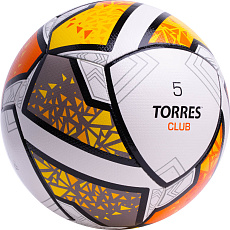 Мяч футб. TORRES Club, F323965, р.5, 10 пан., ПУ, гибрид. сшив, бел-оранж-желт